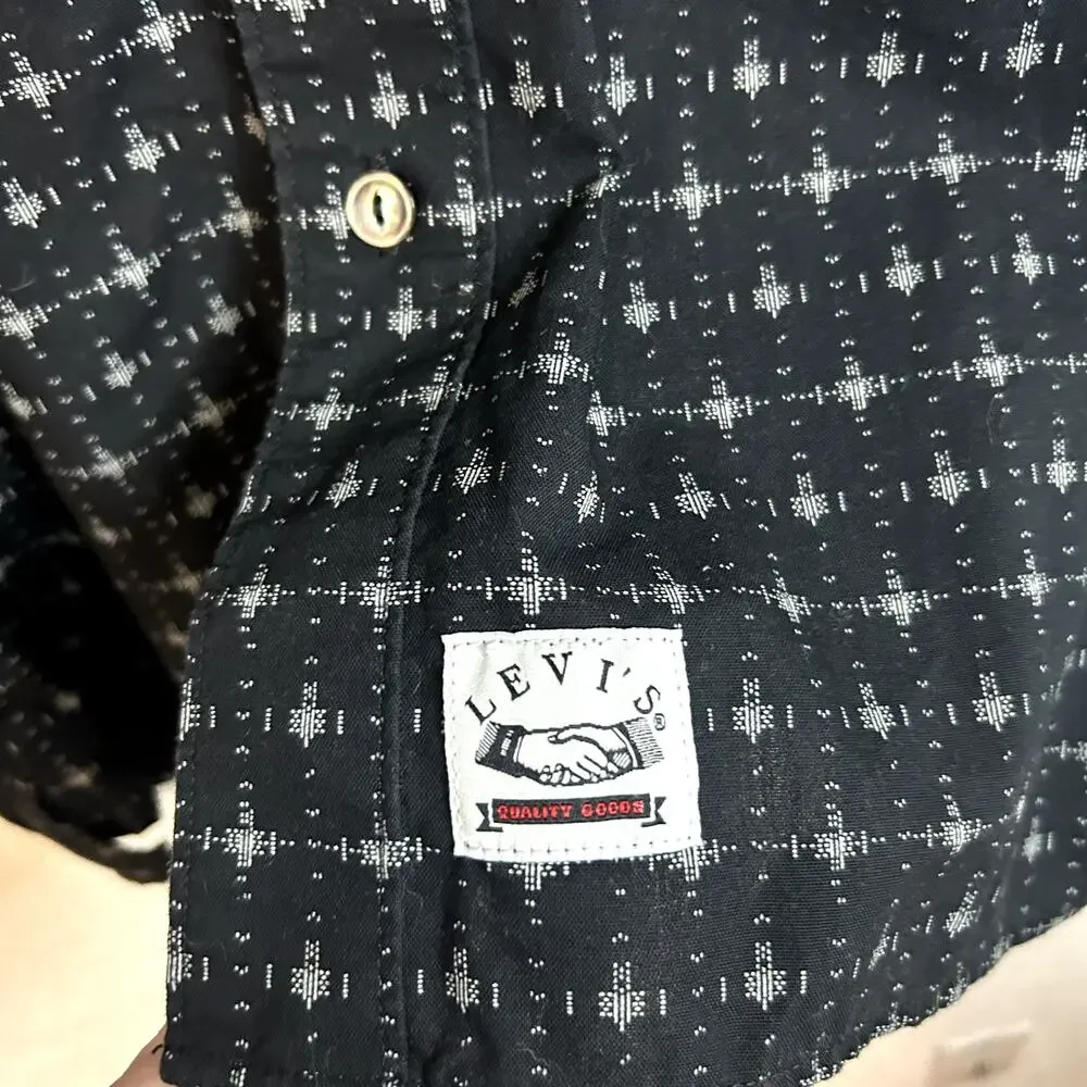 Levi's Button Down Long Sleeve Mens Size Medium Black White Cotton